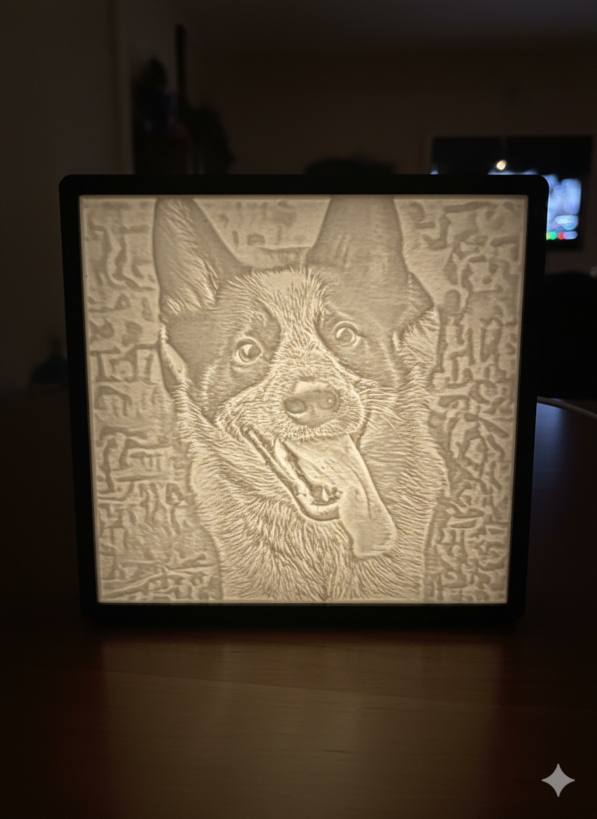Custom 3D Printed Lithophane Photo & Frame