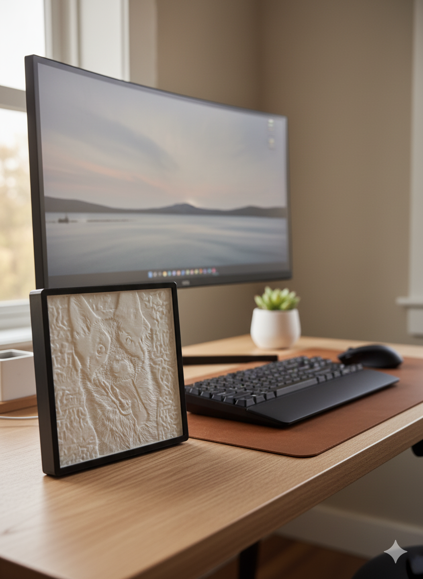 Custom 3D Printed Lithophane Photo & Frame